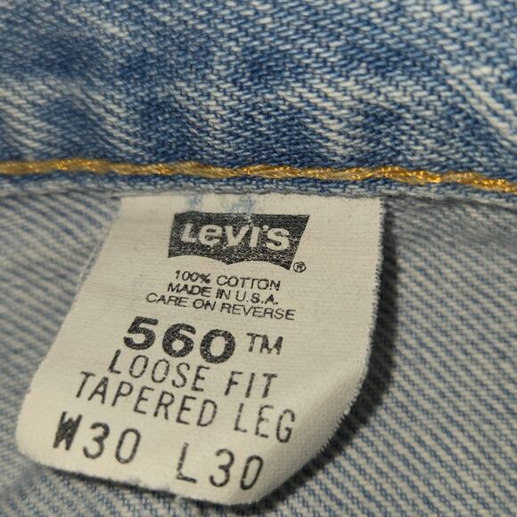 Vtg Levi 560 Jeans Mens 30X30 (29) Made in USA Loose Fit Tapered Leg Denim 90s - Picture 15 of 16